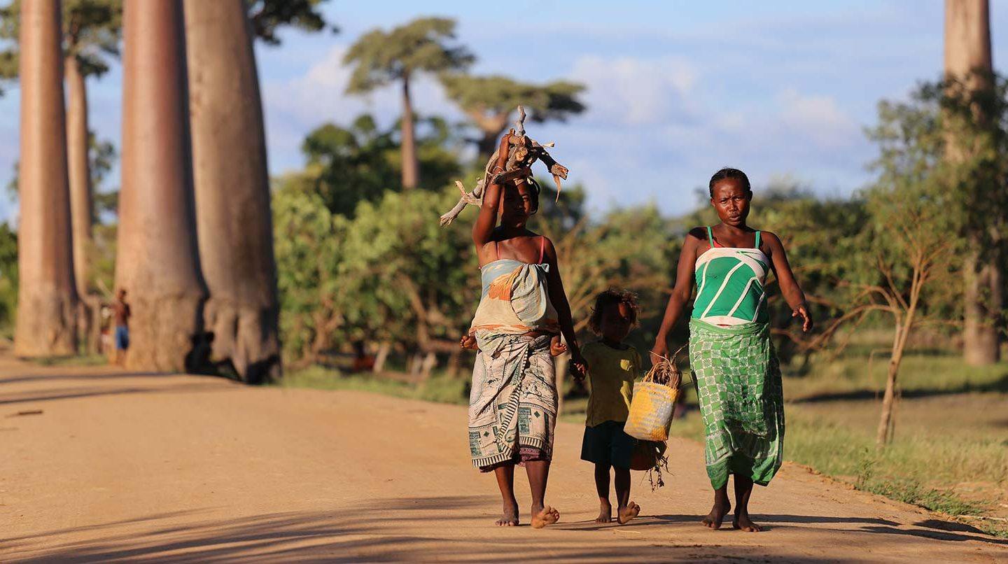 family walking pathway in Kenya